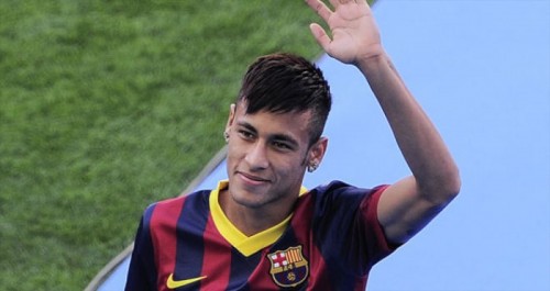 Neymar in his new employer uniform of FC Barcelona