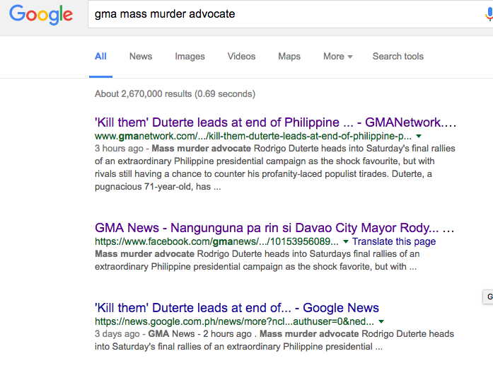 GMA News posts ridiculous Duterte News